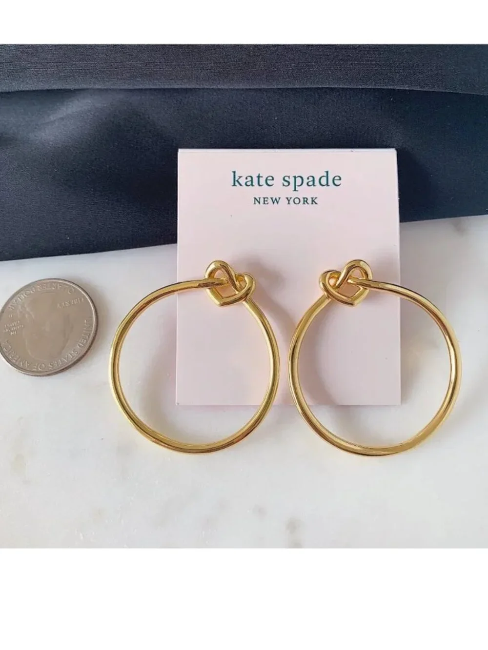 Kate Spade Gold Heart Knot Hoop Earrings Large Statement Hoops Love Jewelry